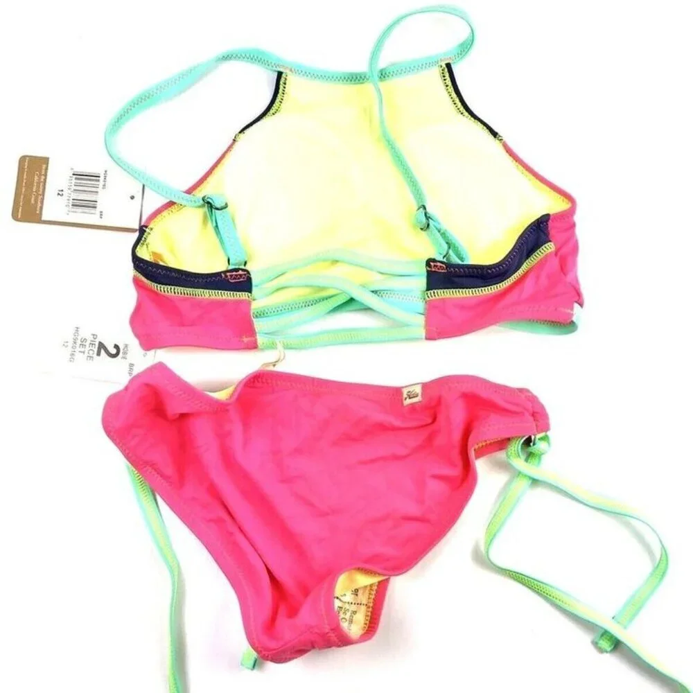 Hobie Girl’s High Neck And Side Tie Hipster Bikini Bottom Size 12